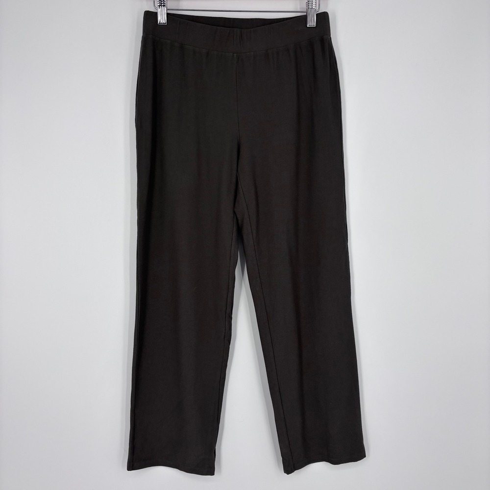 Eileen Fisher Cropped Straight Leg Pants Women XS Charcoal Viscose Blend Stretch